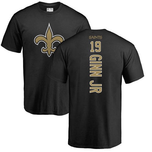 Men New Orleans Saints Black Ted Ginn Jr Backer NFL Football #19 T Shirt
